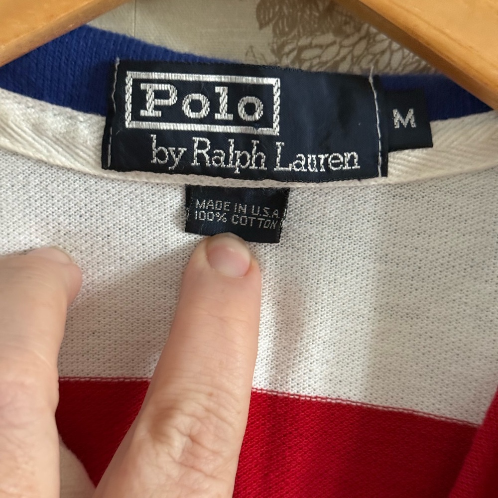 Vintage Ralph Lauren Spell Out Cookie Logo striped Polo, size M - Picture 4 of 9